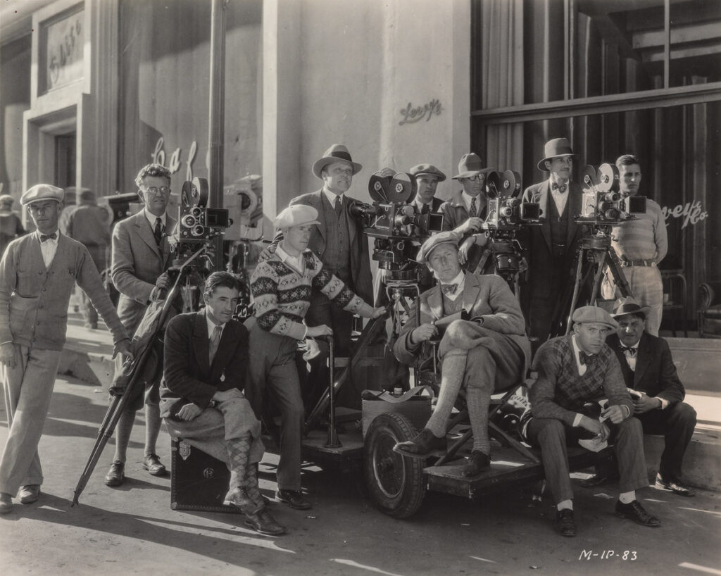 Karl Struss und Crew bei den Dreharbeiten zu Sunrise (1983 Amon Carter Museum of American Art).